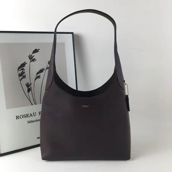 COACH Brooklyn 28 - Classic Leather Chic Tote Bag - BLACK - Picture 2 of 6